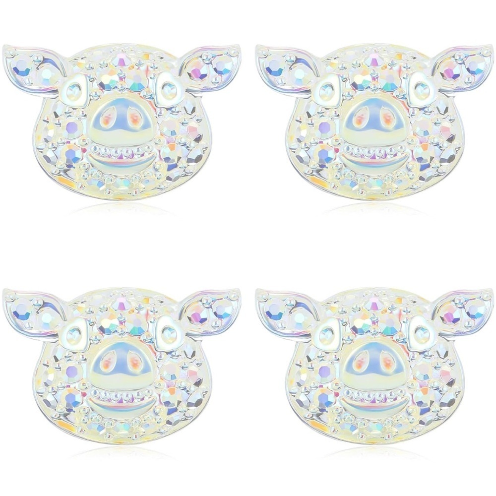 ❤️ BNWT KMEOSCH 2 Pairs Plastic Bling Pig Head Earrings Studs for Sensitive Ears